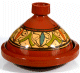 Tajine grand marocain de cuisson en terre cuite avec motifs fleurs (30 x 22 cm)