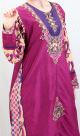 Robe de soiree violette avec nombreuses decorations et broderies - Robes style oriental maxi-longues pour femme