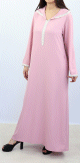 Djellaba marocaine pour femme avec dentelle et capuche - Couleur rose claire