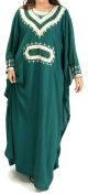 Robe orientale manches longues avec broderies - Couleur verte