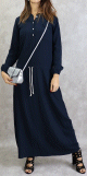 Robe maxi-longue taille basse (Tenue Casual et moderne pour femme) - Couleur bleu marine