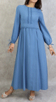 Robe longue classique et elegante pour femme - Couleur Bleu saphir