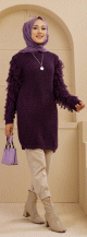 Chandail - Pull Tricot long pour femme - Couleur violet