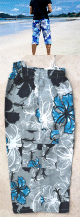Pantacourt - Short de plage - Sarouel de Bain pour homme motifs fleurs - Couleur gris, noir et bleu