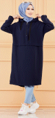 Tunique ample avec capuche (Tenue décontractée pour femme musulmane) - Couleur bleu marine Tunique ample avec capuche (Tenue decontractee pour femme musulmane) - Couleur bleu marine