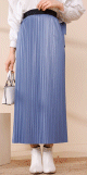 Jupe plissee pour femme - Couleur bleu indigo