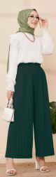 Pantalon plisse pour femme - Couleur vert emeraude