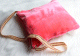 Sacoche en velours avec fermeture zip - Couleur rose
