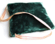 Sacoche en velours avec fermeture zip - Couleur vert fonce