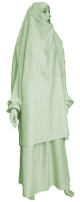 Jilbab deux pieces (Cape + Jupe) - Tissu de qualite superieure - Couleur vert amande