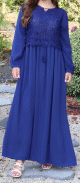 Robe longue a dentelles doublee pour femme - Couleur Bleu Marine
