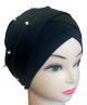 Bonnet turban croise devant avec bandelette perle a enrouler pour femme - Plusieurs couleurs disponibles
