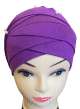 Bonnet turban croise devant avec bandelette perle a enrouler pour femme - Couleur Mauve