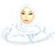 Hijab deux pieces avec dentelle blanc